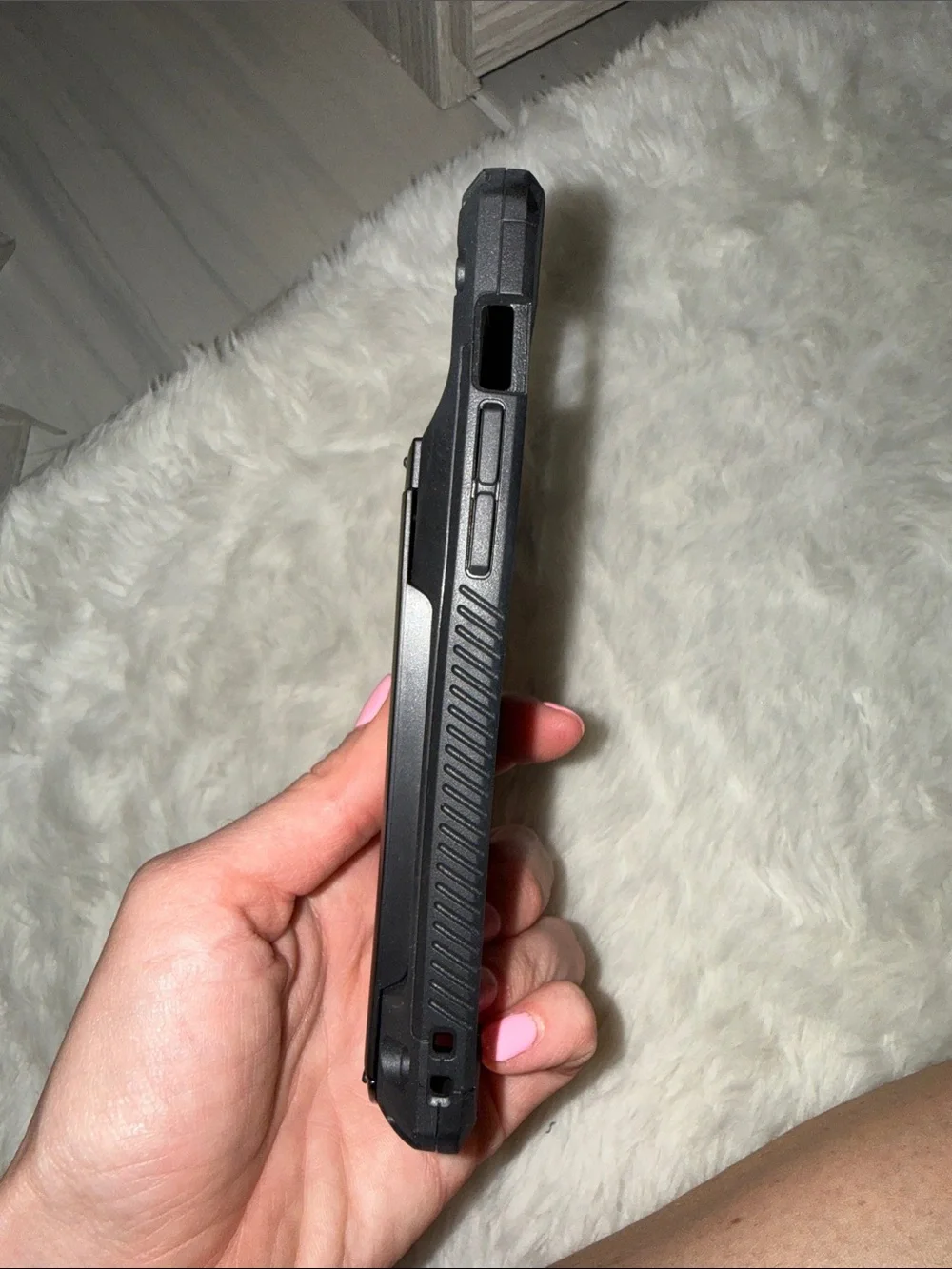 iPhone 15 VRS Design Rugged Phone Case with Yellow Card Slot - Black